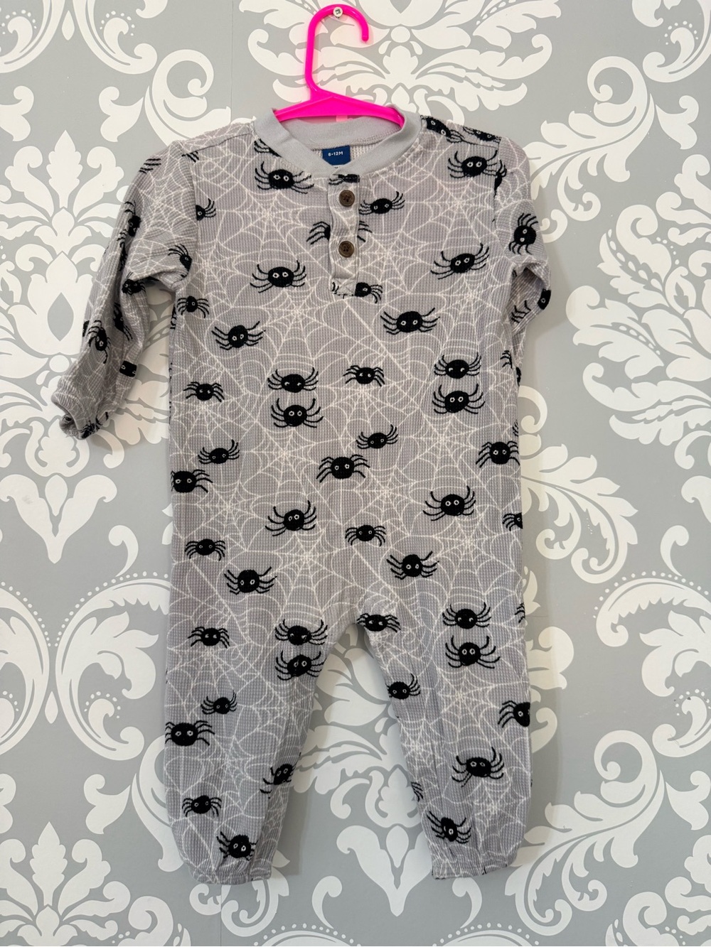 💫10/$25 • Old Navy Halloween Waffle Weave Gray Spider Web Footless Sleeper